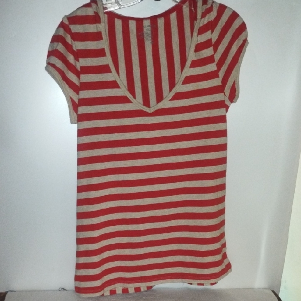 Old Navy Red and Tan Striped Top